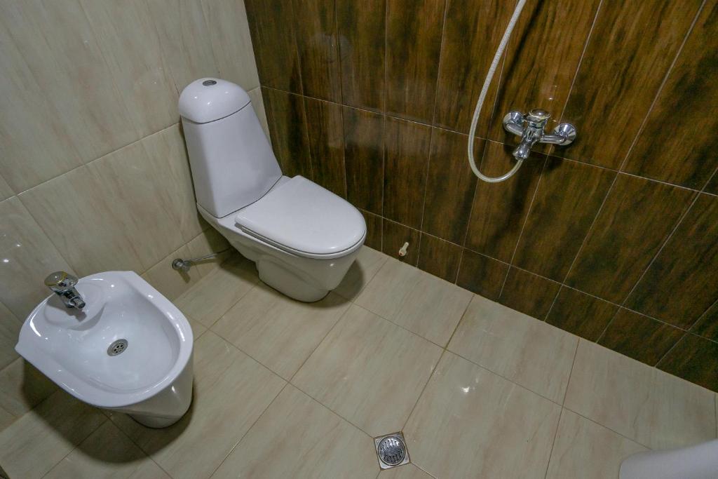 Koupelna v ubytování Guesthouse David Zhorzholiani
