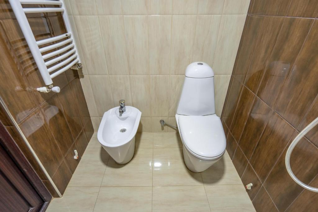 Koupelna v ubytování Guesthouse David Zhorzholiani