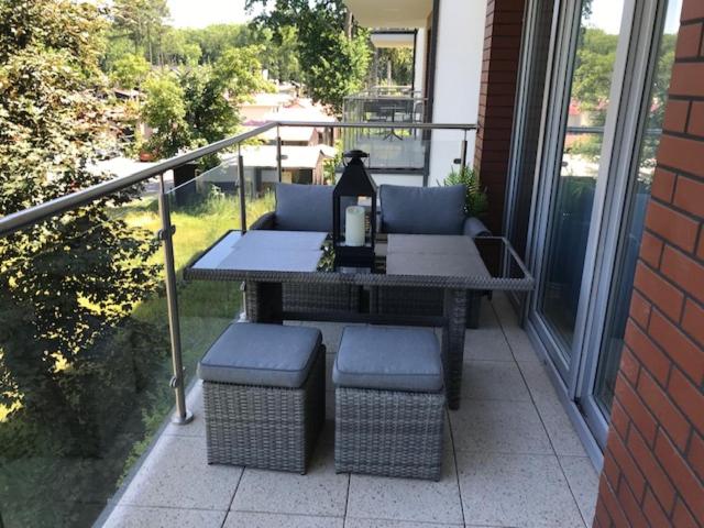 Balkon lub taras w obiekcie Apartament Bursztyn II Klifowa