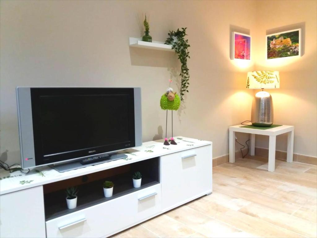 Televízia a/alebo spoločenská miestnosť v ubytovaní El Corro, acogedora casa con jardín en el corazón de Cantabria