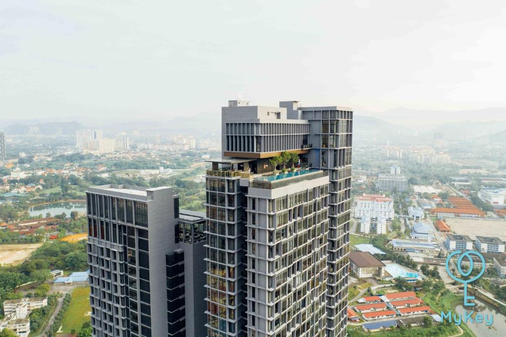 an overhead view of a tall building in a city at Expressionz Professional Suites by MyKey Global in Kuala Lumpur