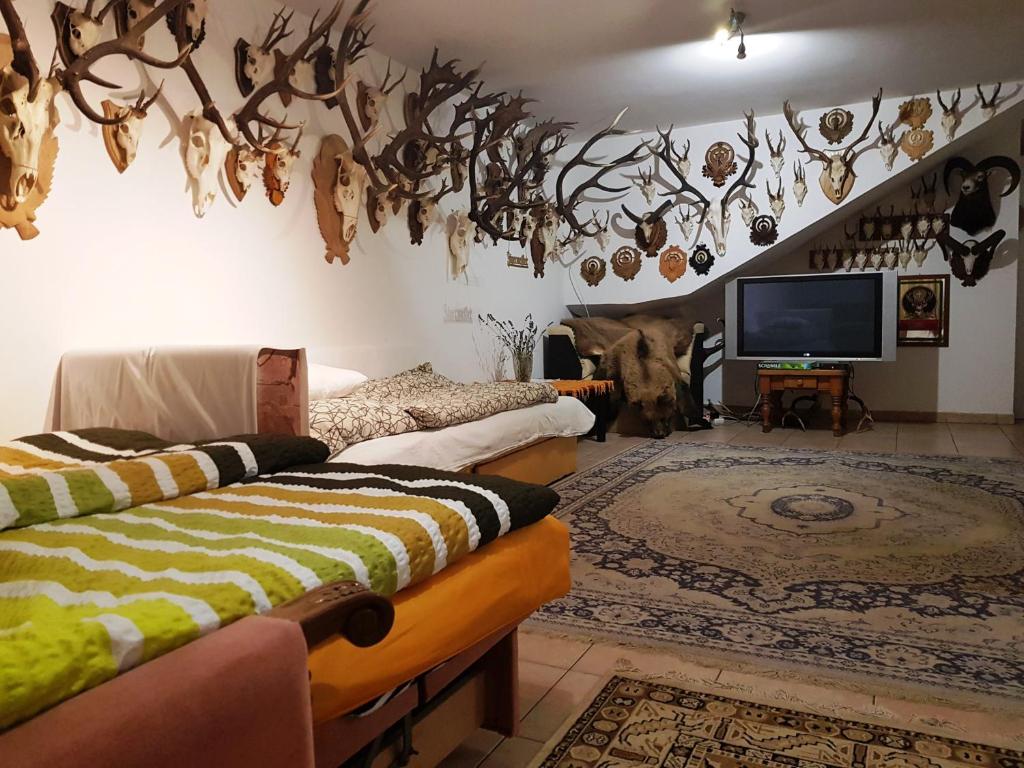 Postel nebo postele na pokoji v ubytování Kincsesbánya