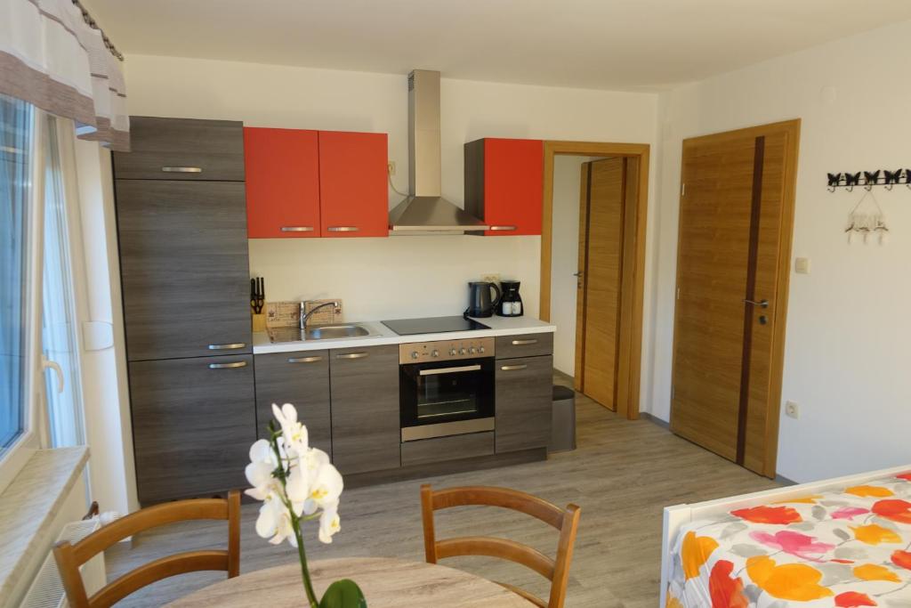 Kuchyň nebo kuchyňský kout v ubytování Apartments Laura FARM STAY