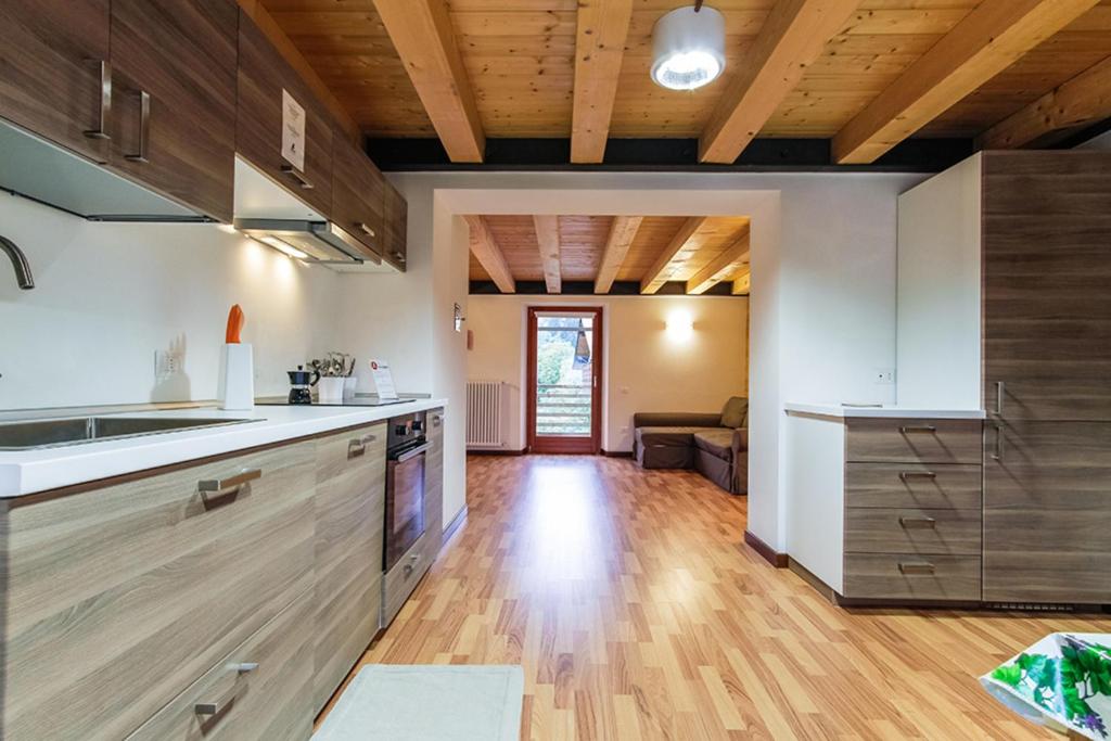 Kuchyň nebo kuchyňský kout v ubytování Albergo Diffuso Dolomiti