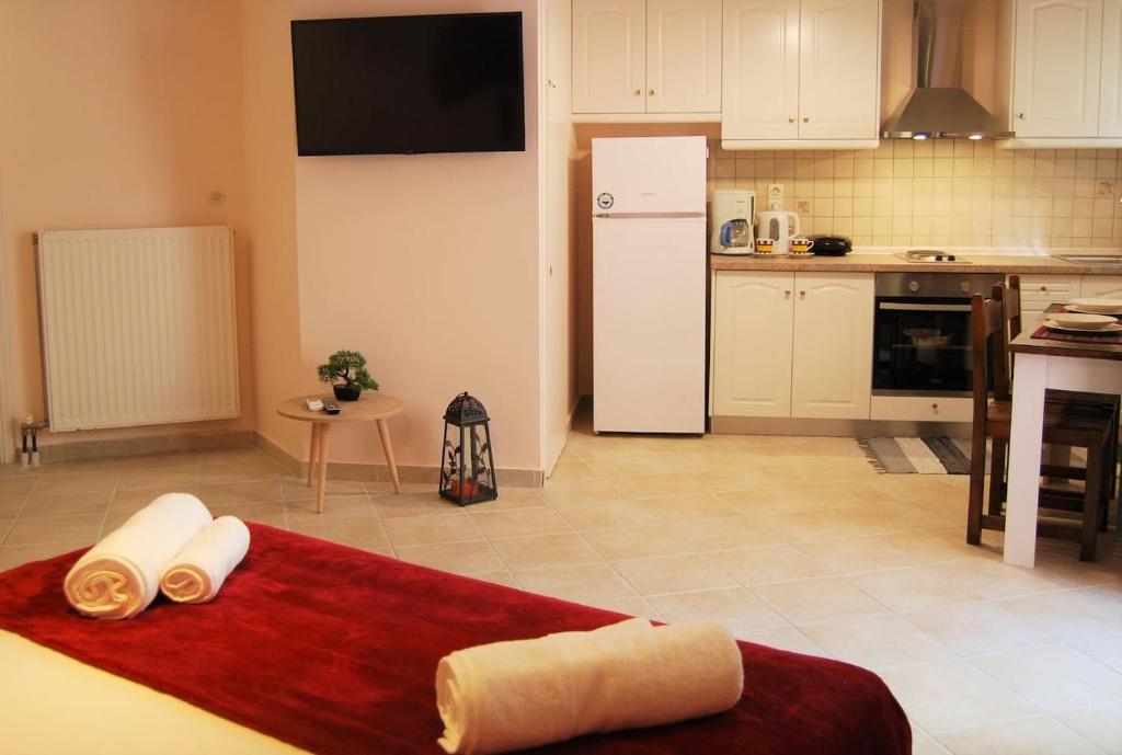 A kitchen or kitchenette at Old Town Venetian Studio by CorfuEscapes