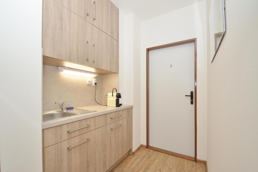 Kuchyň nebo kuchyňský kout v ubytování Břeclav centrum - U Pražáka