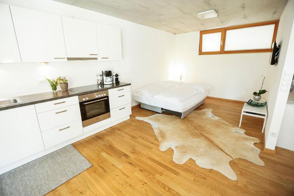 Kuchyň nebo kuchyňský kout v ubytování Gartenwohnung in prämierter Wohnanlage