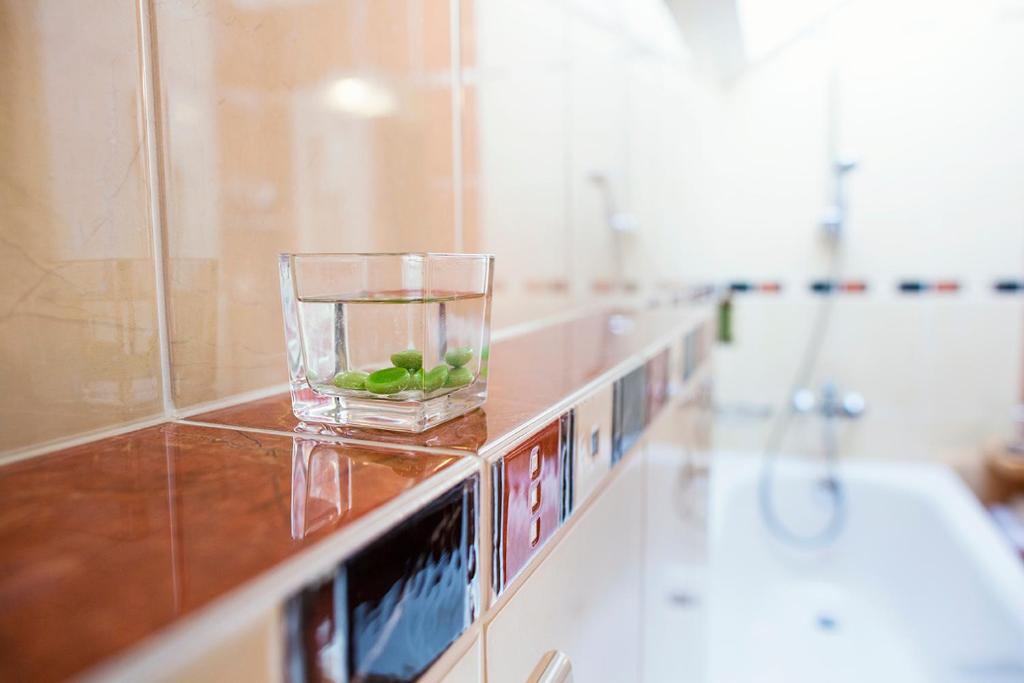 Koupelna v ubytování Hotel Abácie & Wellness