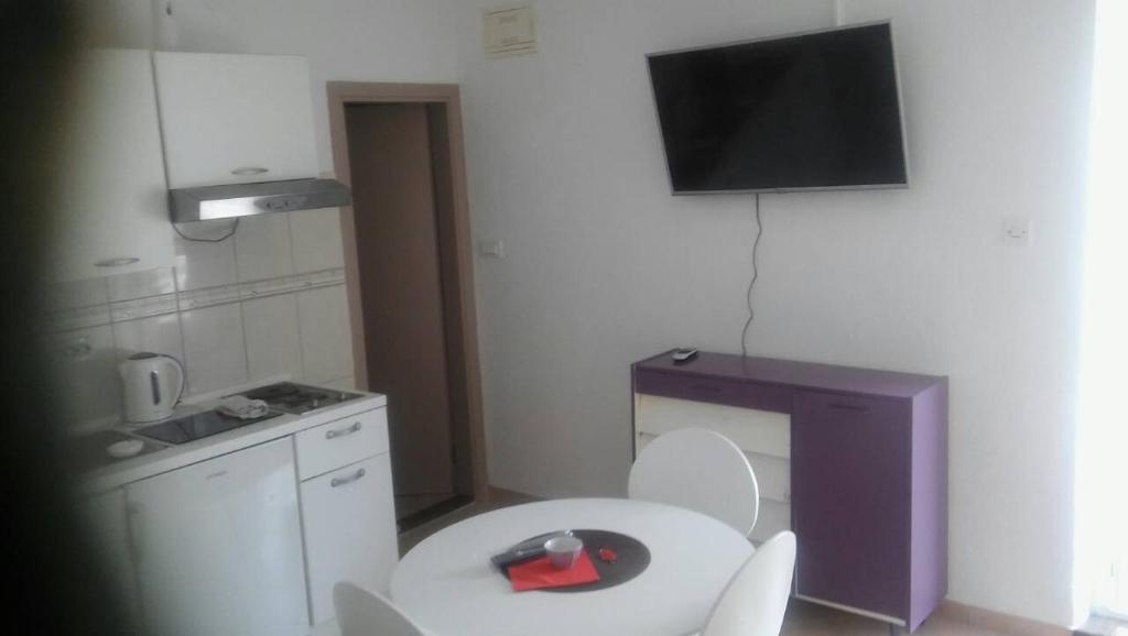 Kuchyň nebo kuchyňský kout v ubytování Apartments Mesec