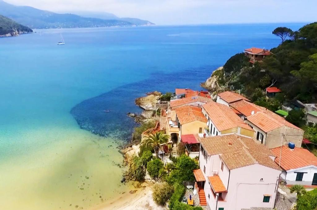 an aerial view of a village on a beach at Hotel Danila in Portoferraio