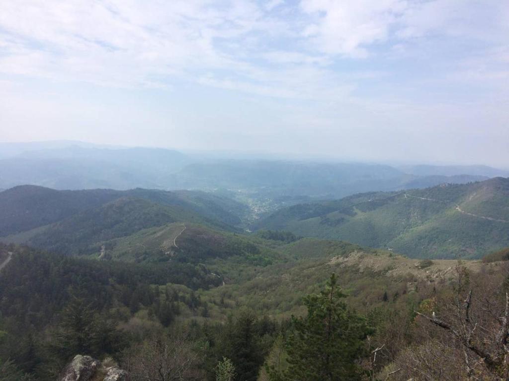 vistas a un valle de montañas con árboles en Appartement l'Espérou, en L'Espérou