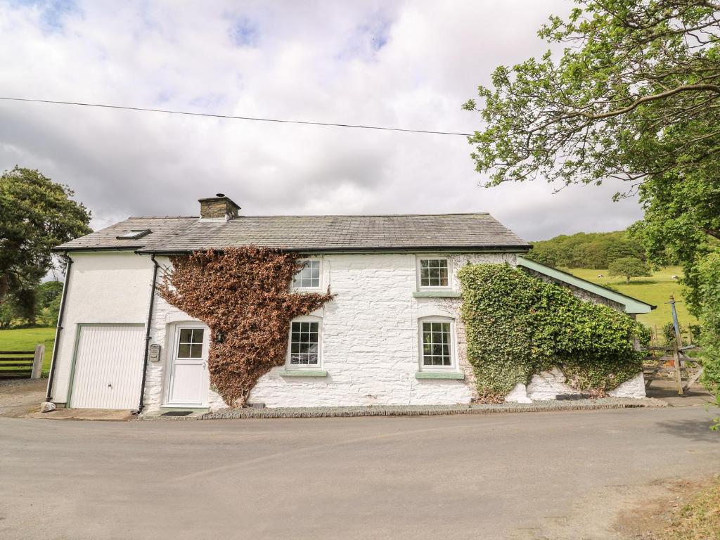 une maison avec des vignes poussant sur le côté dans l'établissement Penlone Cottage, à Rhayader