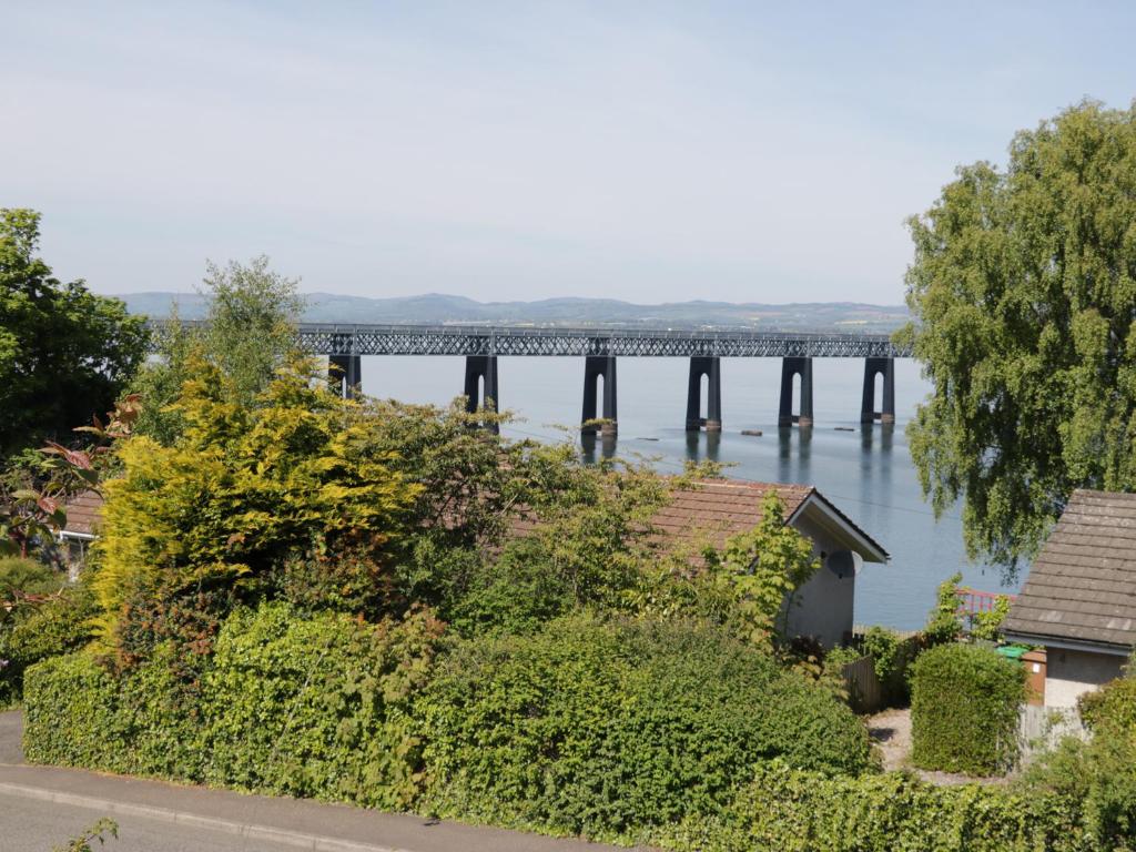 a view of a bridge over the water at Bay View Cottage in Newport-On-Tay