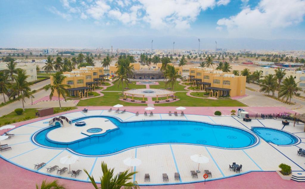 an overhead view of a pool at a resort at Samharam Resort Salalah in Salalah