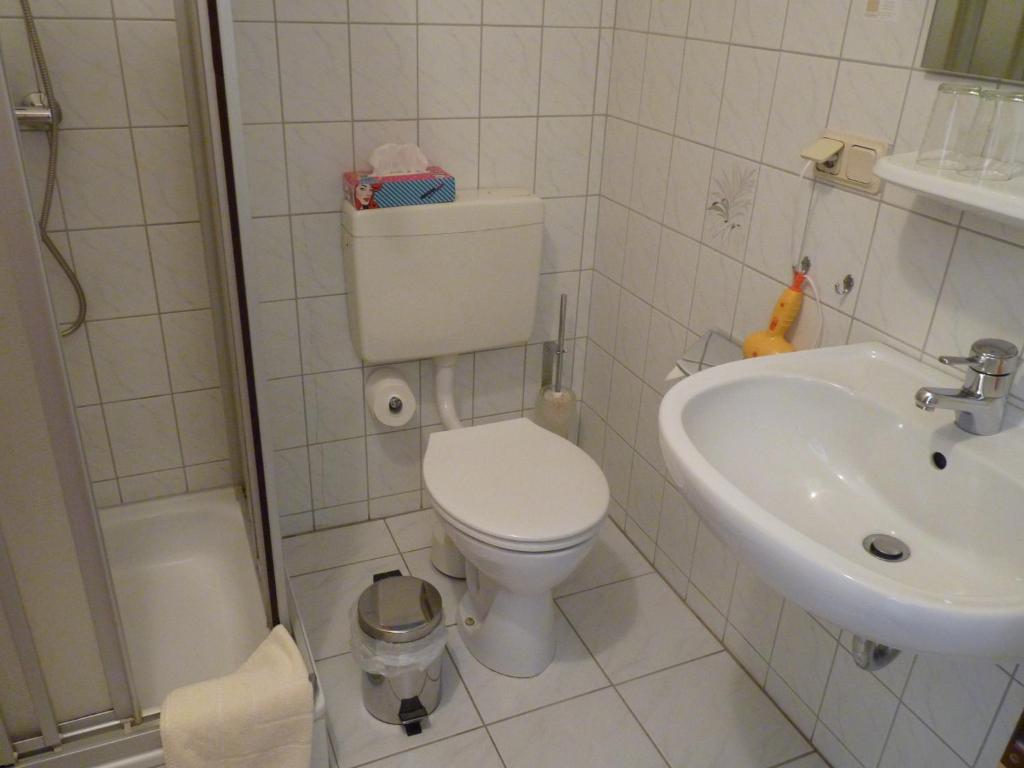 Koupelna v ubytování Helmerser Wirtshaus