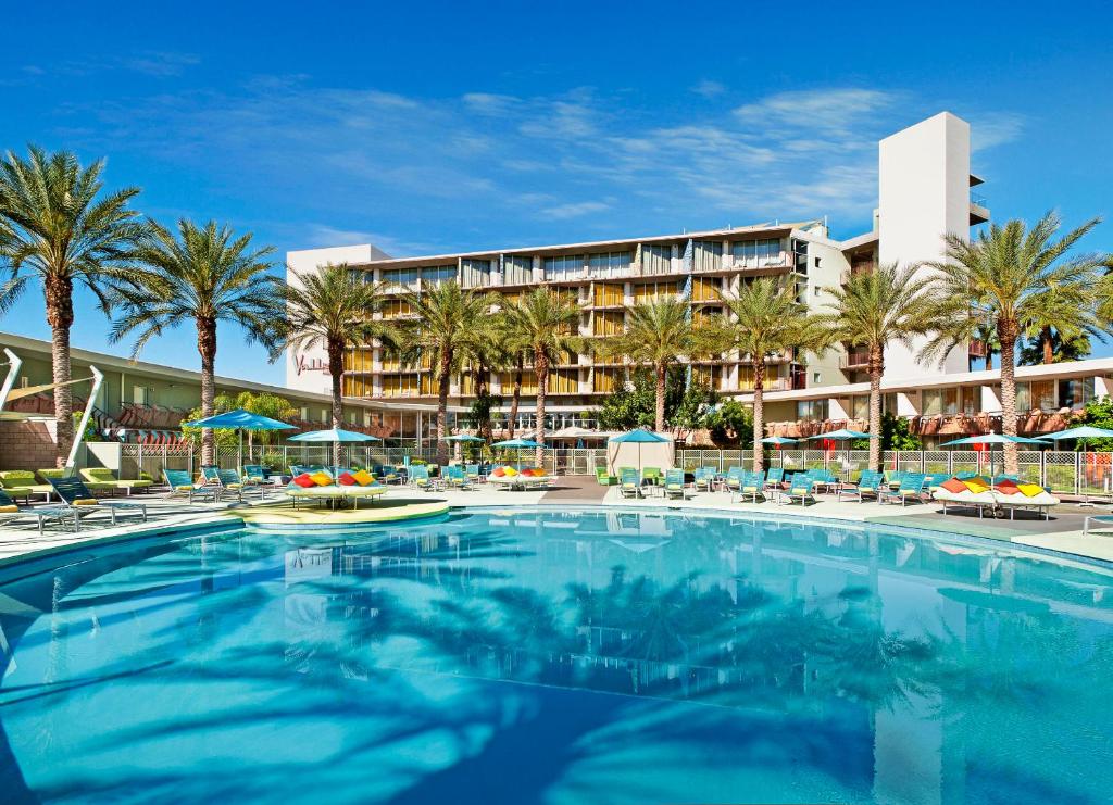 a swimming pool in front of a resort at Hotel Valley Ho in Scottsdale