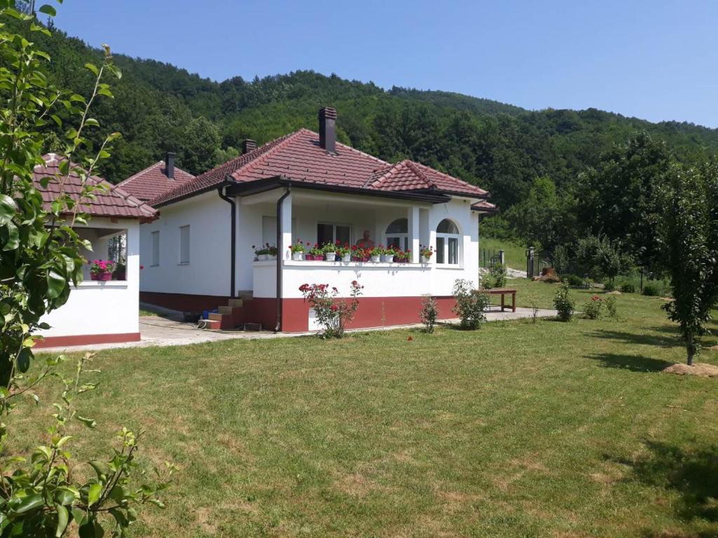 a house with a garden in the middle of a yard at Luxury House in Bijelo Polje