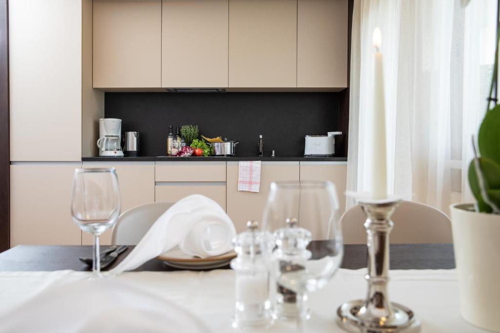 Kuchyň nebo kuchyňský kout v ubytování Residence Iris