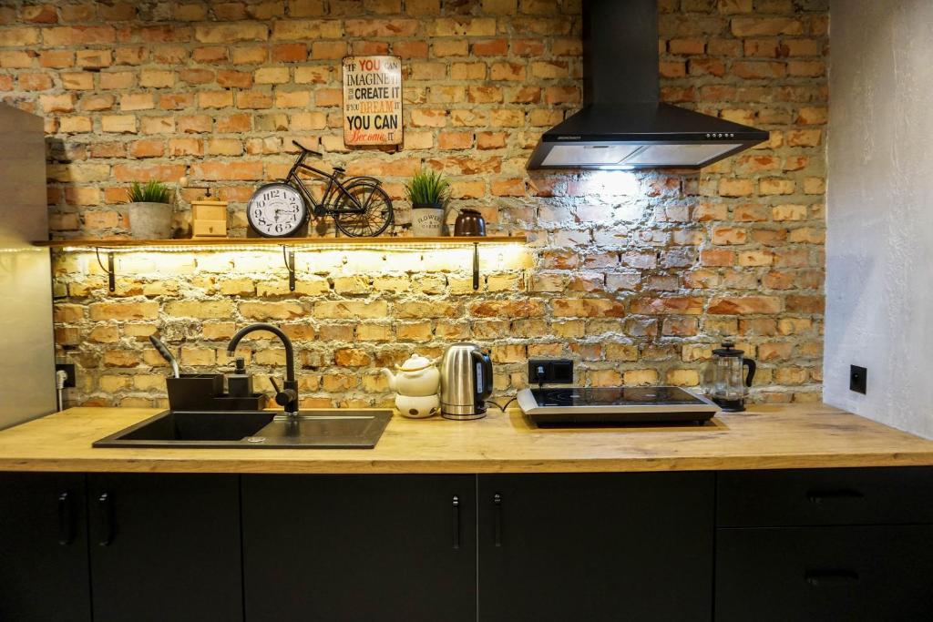Kuchyň nebo kuchyňský kout v ubytování Retro Apartments