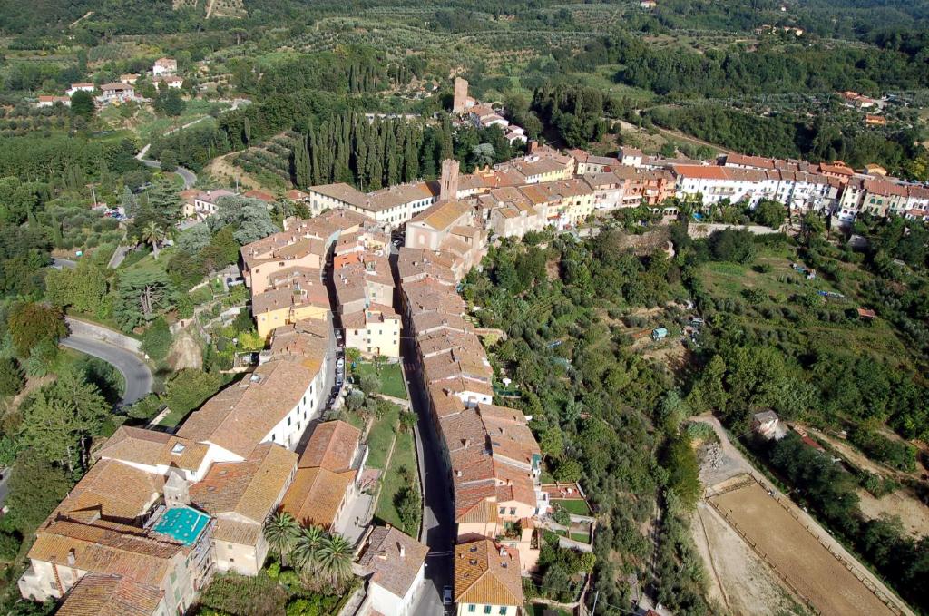 uma vista aérea de uma aldeia com casas e árvores em Borgo Creativo em Montopoli in Val dʼArno