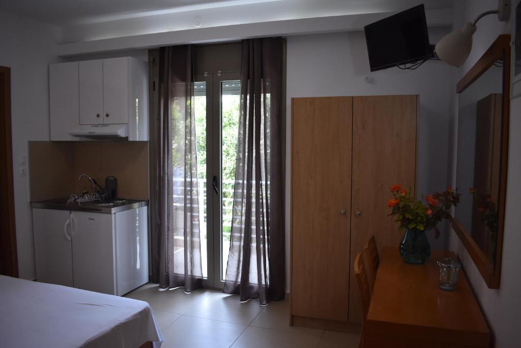 Kuchyň nebo kuchyňský kout v ubytování Hotel Ritsa