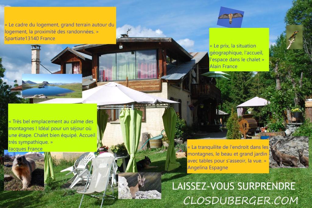 a collage of photos of a house with a dog at Le Clos Du Berger in Le Sauze