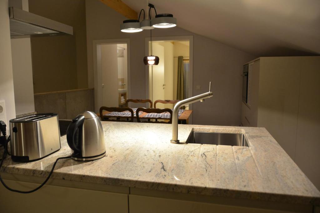 Kuchyň nebo kuchyňský kout v ubytování Ferienwohnung Sonne