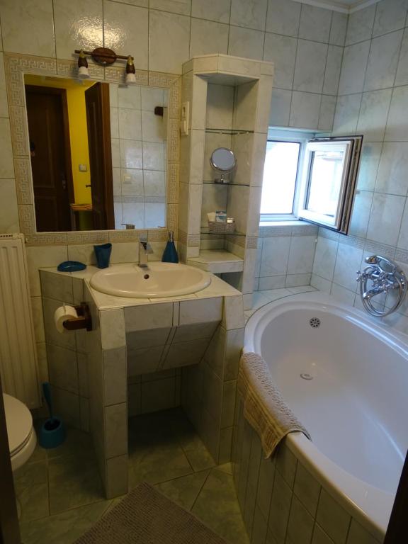 Koupelna v ubytování Sobe-Apartma