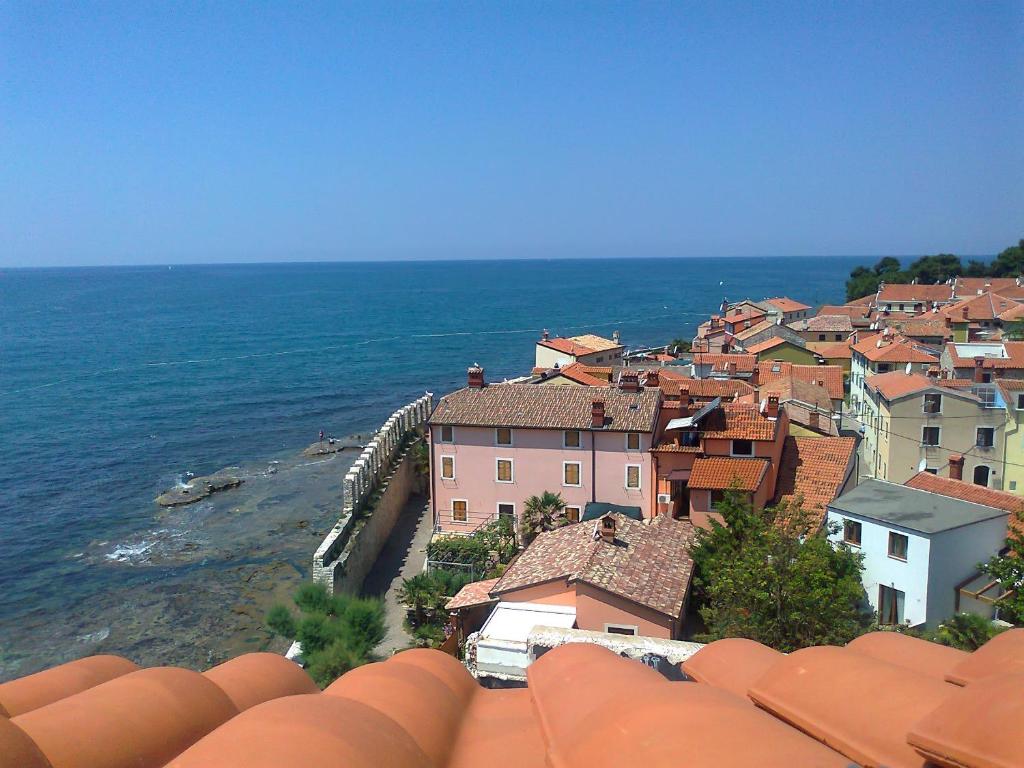 a view of a town next to the ocean at Apartments Edo in Novigrad Istria