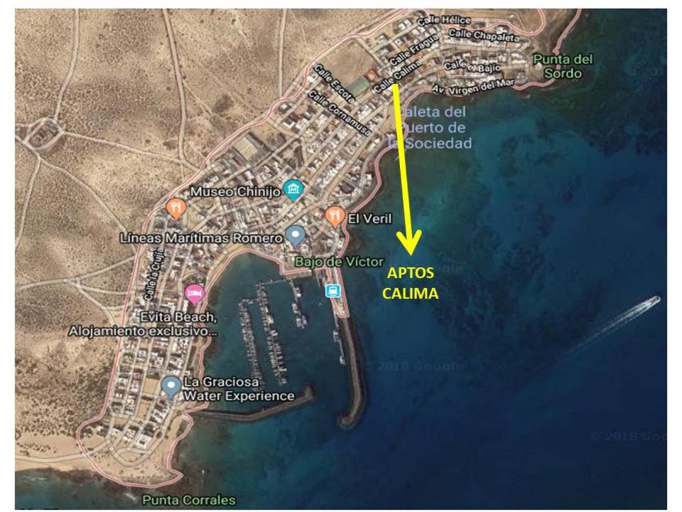 une carte de l’emplacement approximatif de l’aéroport dans l'établissement CALIMAS, à Caleta de Sebo