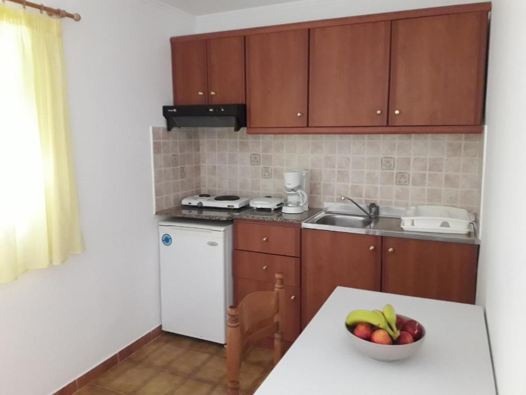 Kuchyň nebo kuchyňský kout v ubytování Manolia Apartments