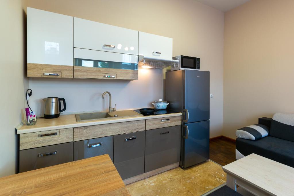Kuchyň nebo kuchyňský kout v ubytování Apartamenty Galicja