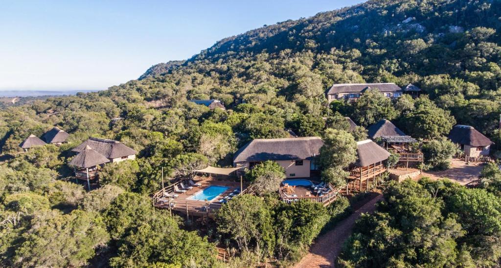 an aerial view of a resort in the jungle at Woodbury Lodge – Amakhala Game Reserve in Amakhala Game Reserve