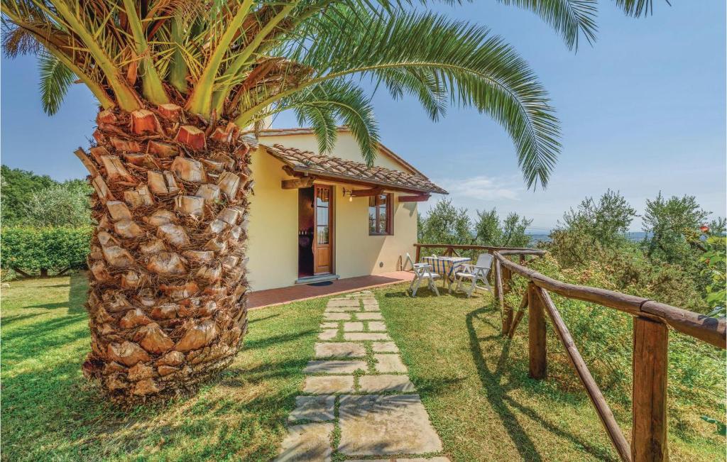 a palm tree in front of a house at Casina Giardino in Lamporecchio
