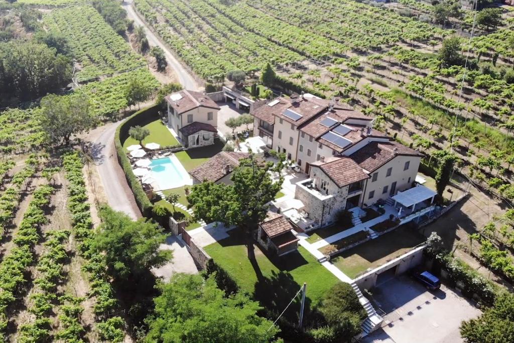 uma vista aérea de uma casa com piscina em Corte dei Soavi em Soave