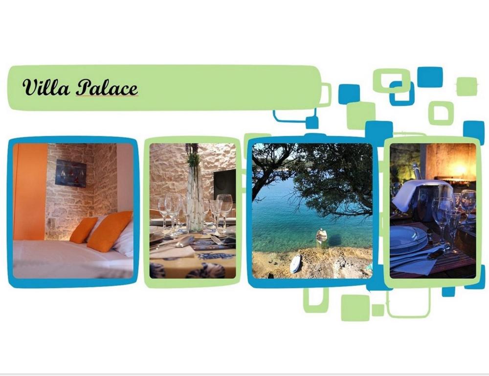 a collage of three pictures of a house at Villa Palace in Peruški