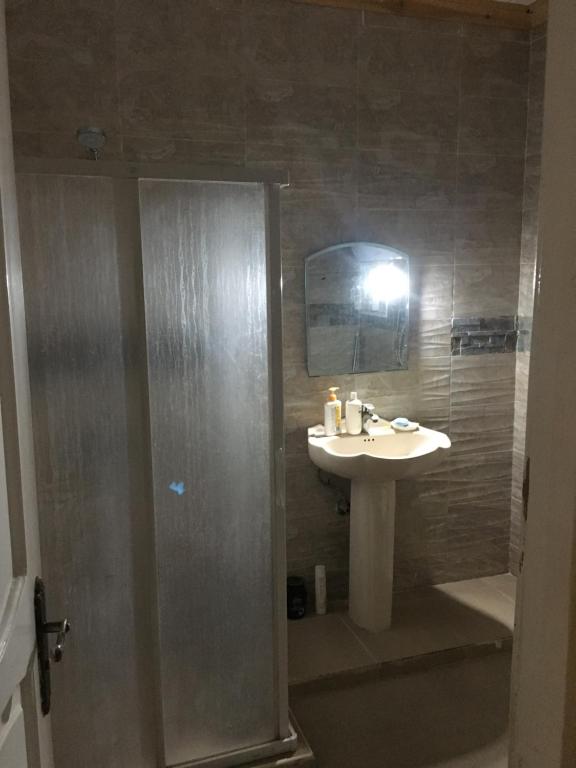 a bathroom with a sink and a shower at Bianki vip villa in Alexandria
