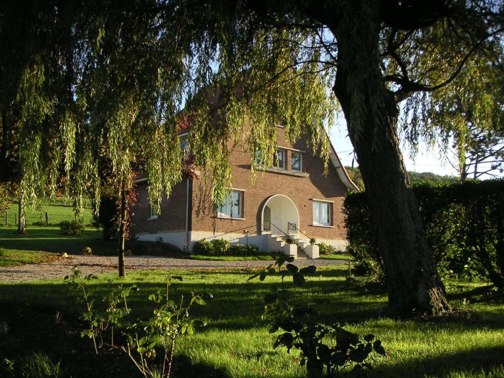 a brick house with a tree in front of it at Villa des Groseilliers Spa Practice golf moutons in Loison-sur-Créquoise