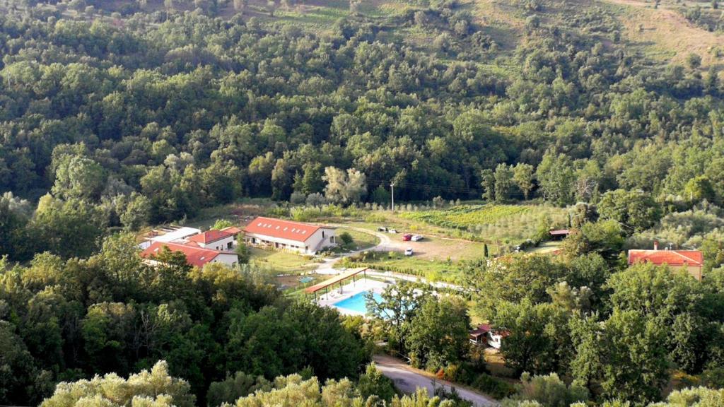 an aerial view of a resort with a pool and trees at Santa Pigna in Centola