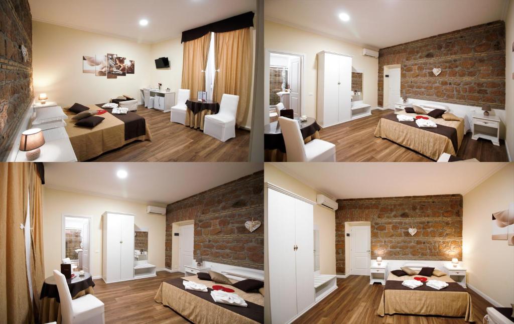 three different views of a bedroom and a living room at Freedom Love B&B in Rome