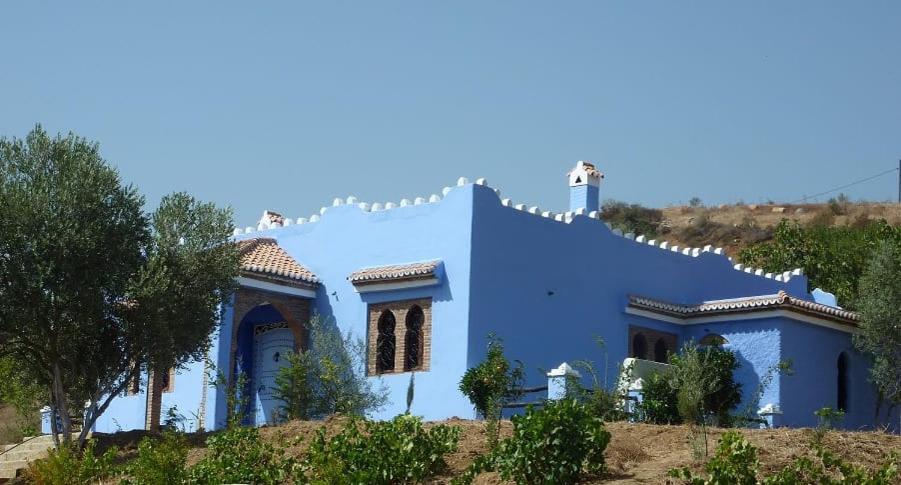 niebieski dom na szczycie wzgórza w obiekcie Casa Cherif w mieście Derdara