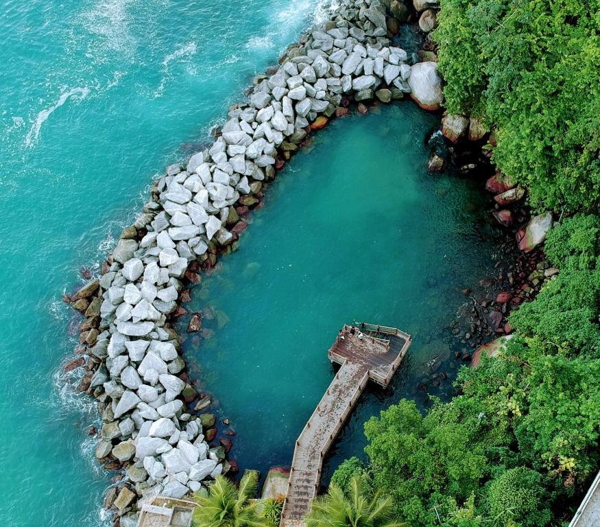 an aerial view of a body of water at Porto Real Resort in Mangaratiba