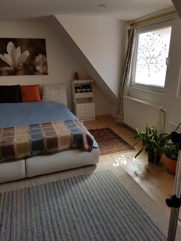 A bed or beds in a room at Családi haz