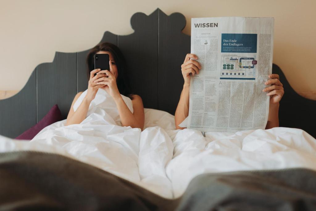 Posteľ alebo postele v izbe v ubytovaní Bergland Design- und Wellnesshotel