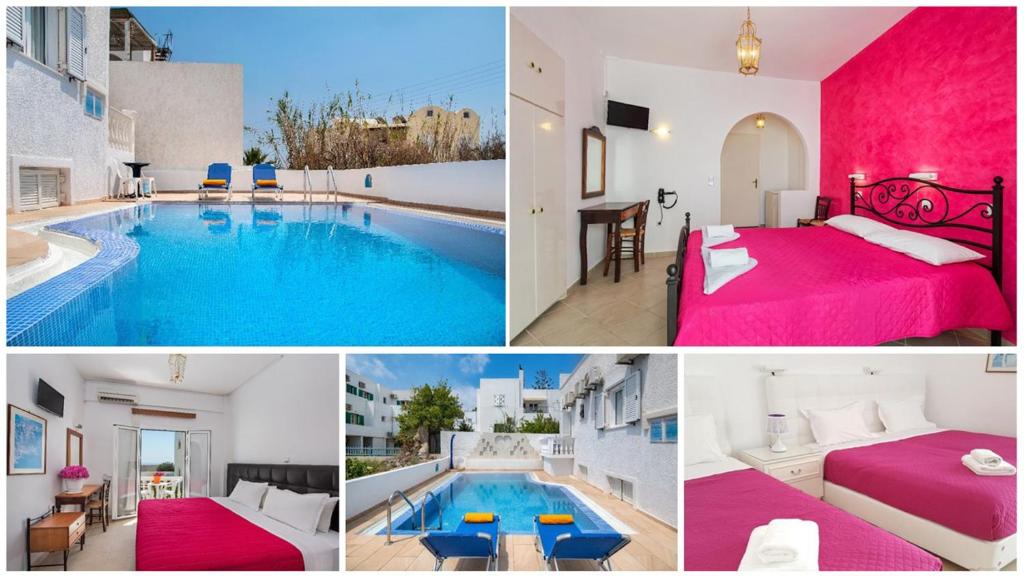 a collage of pictures of a hotel with a pool at Pension Ptolemeos in Fira