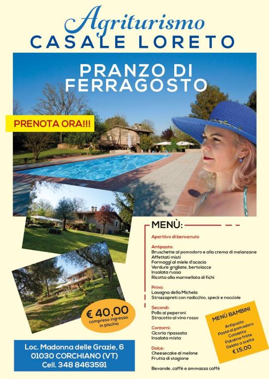 kolaż zdjęć kobiety w kapeluszu w obiekcie Agriturismo Casale Loreto w mieście Corchiano