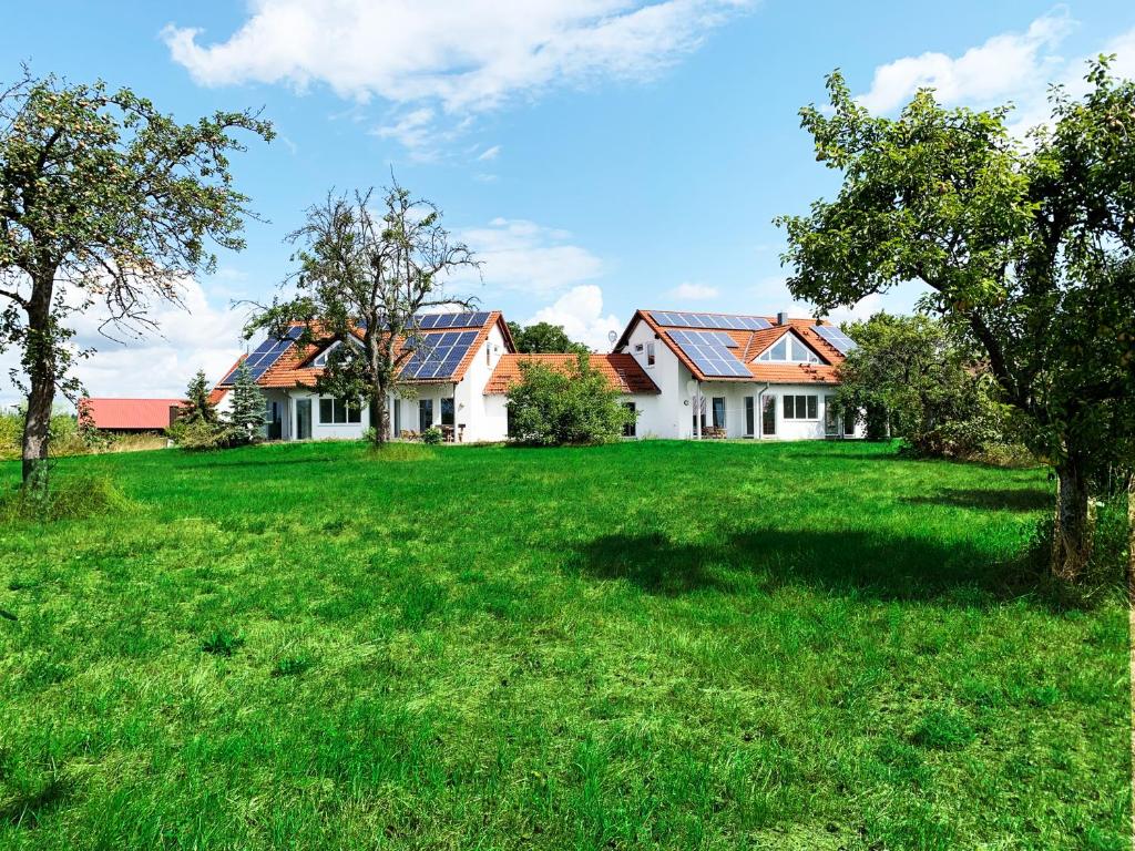 een huis met een grote tuin met groen gras bij My-Skypalace Billigheim in Billigheim