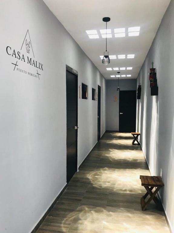 a corridor of a hallway with a hallway sidx sidx sidx at CASA MALIX Puerto Morelos in Puerto Morelos