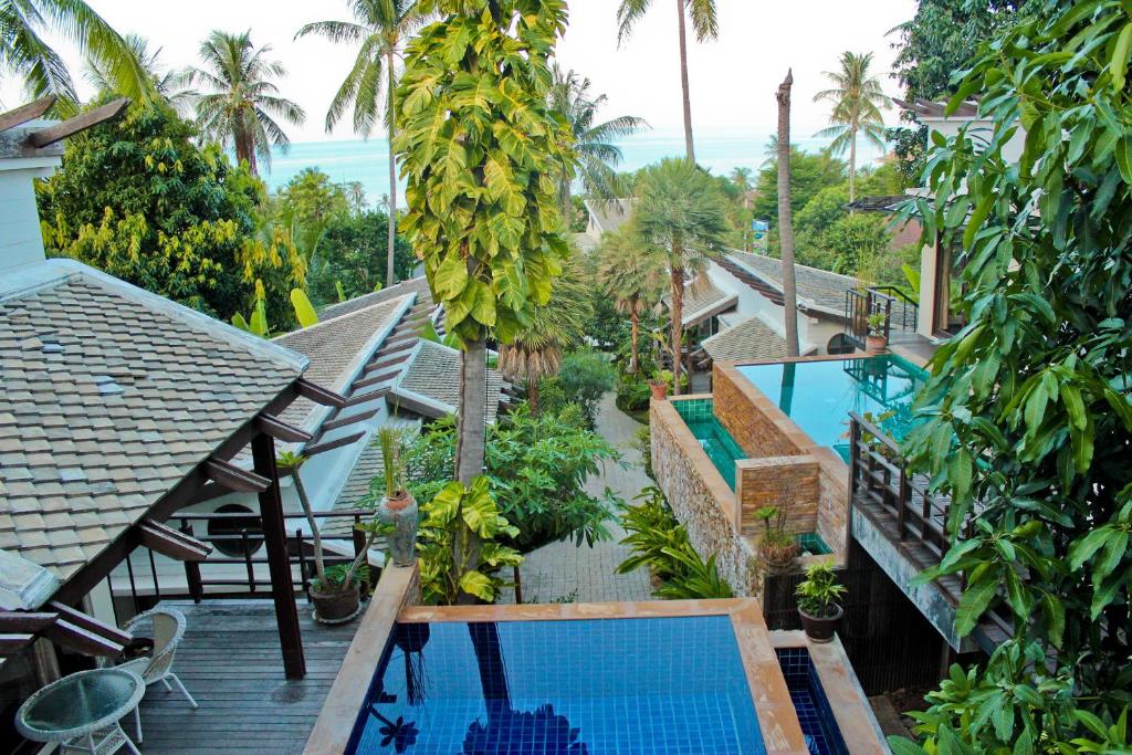 an aerial view of a resort with a swimming pool at Sasitara Residence in Chaweng