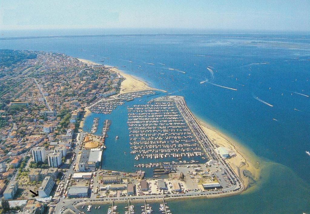 an aerial view of a beach with a harbor at les Huniers Appt 1er étage in Arcachon